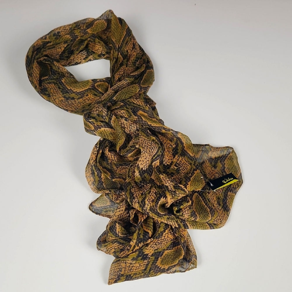Rikka Snake Print Scarf in Olive and Black